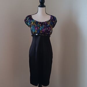DRESSBARN Vibrant Floral & Black Pencil Dress